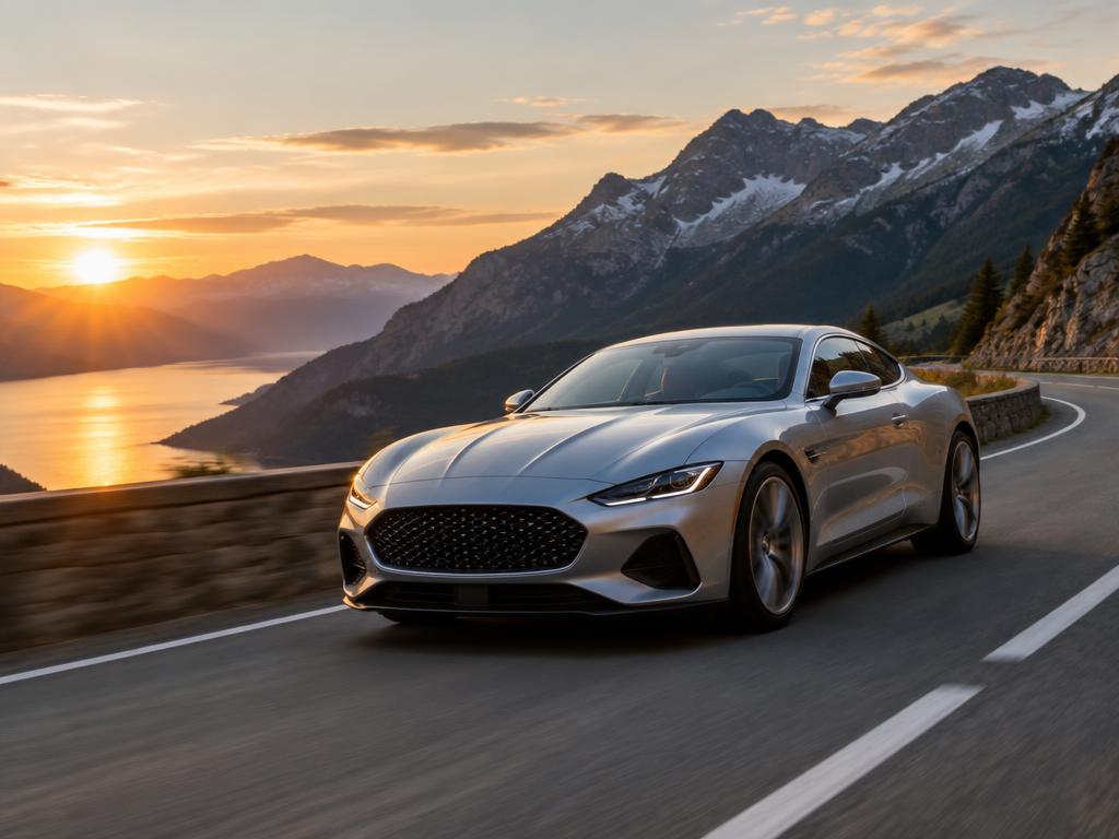 Coupé premium en carretera durante su proceso de entrega